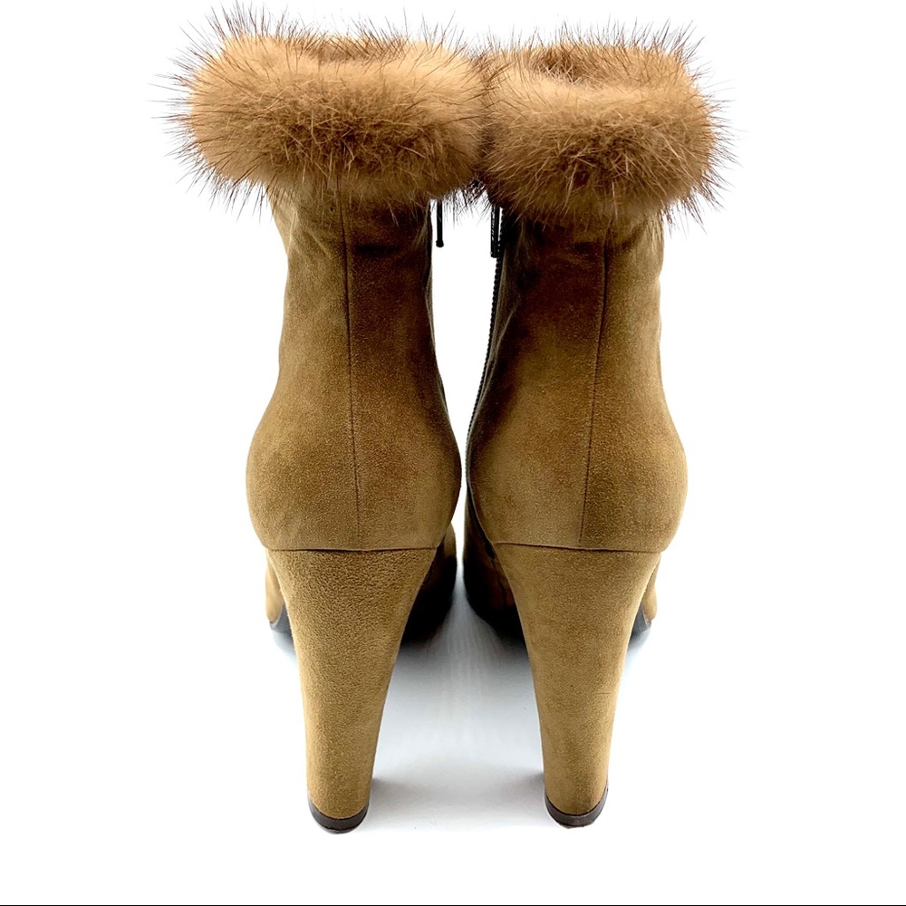 Patrick Cox Suede Booties With Mink Trim - image 5